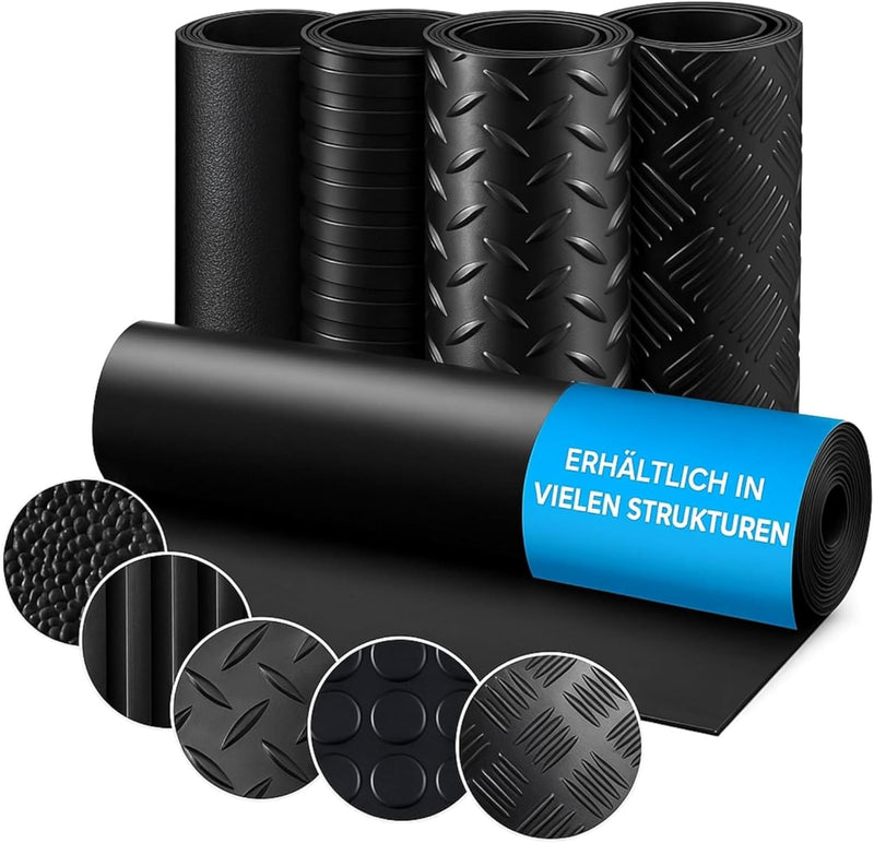 Rubber Mat Sold by the Metre - Rubber Runner in Many Structures - Non-Slip Mat - Nub Mat - Floor Mat - Tear Plate - Flooring (Fine Ribbed - Black, 50 x 100 cm) - Rubber Mat for UK homes and businesses