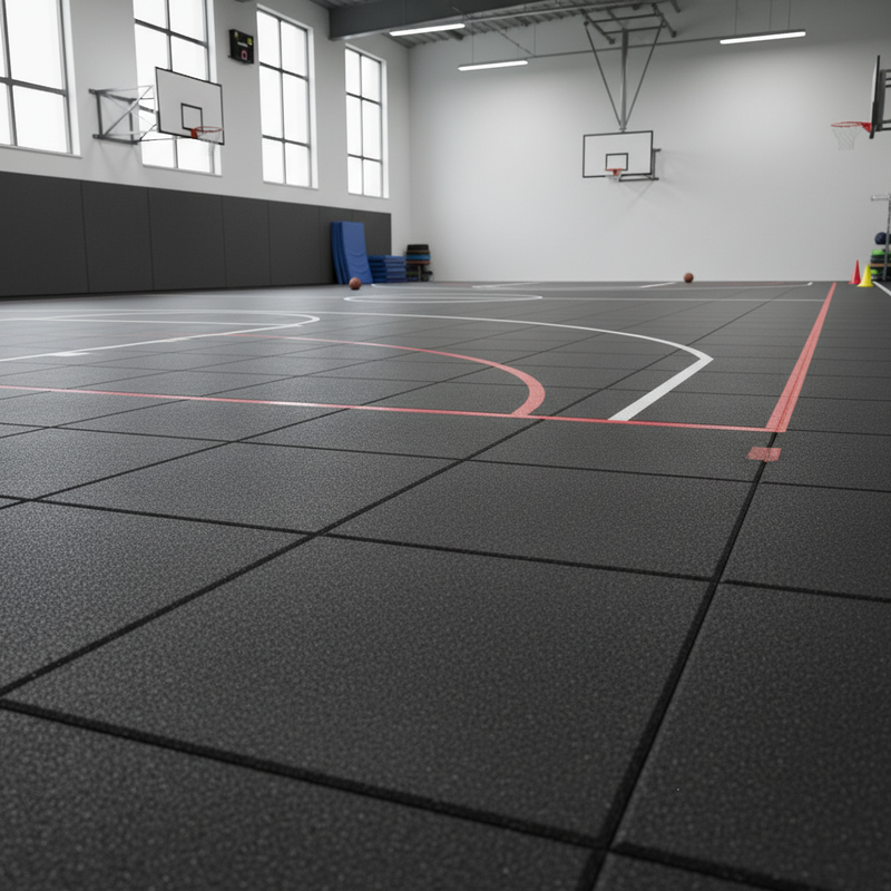 MatPro 30mm Rubber Floor Tile in British school sports hall gymnasium