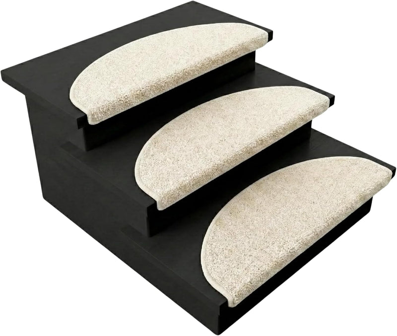 Madrid Semicircular Stair Mats, Soft Shaggy Stair Mat for Indoor Use, Sound Insulating & Non-Slip, Madrid, Cream, 23.5 x 65 cm - Stair Mat for UK homes and businesses