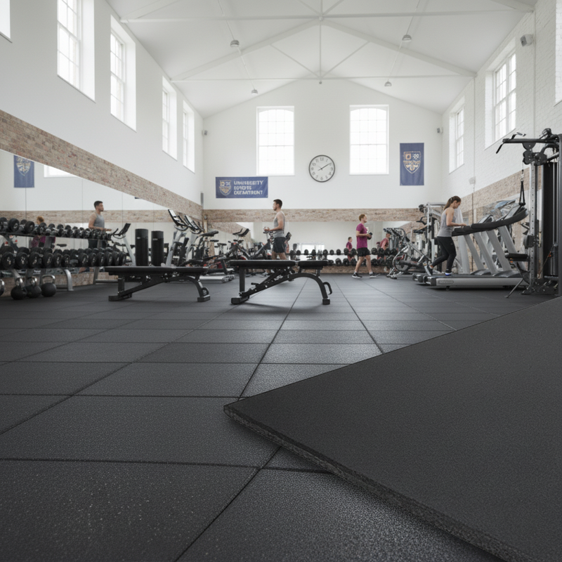 MatPro 20mm Heavy Duty Rubber Flooring in university sports hall