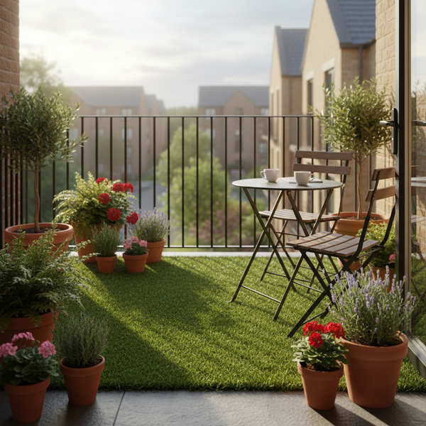 Balcony artificial grass British apartment