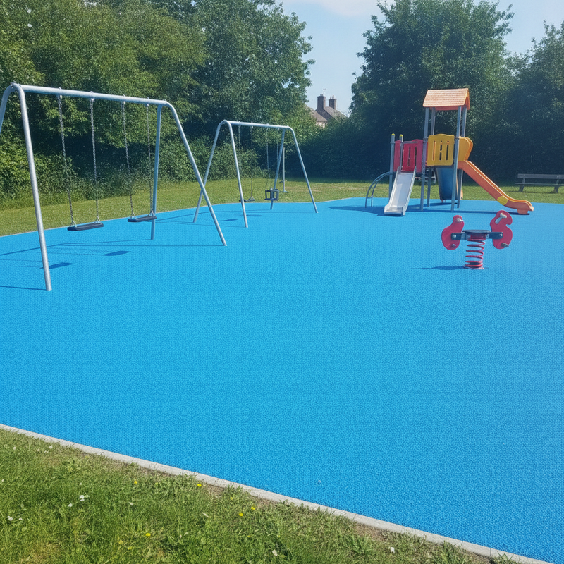 Sky Blue EPDM rubber surfacing school playground park EN1177