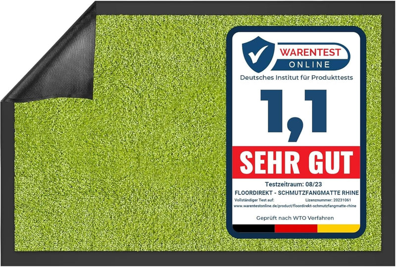 Rhine Dirt Trapper Mat, Washable & Powerful Doormat with Non-Slip Backing, Door Mat for Entrance Area (Green, 200 cm x 600 cm) - Entrance Mat for UK homes and businesses