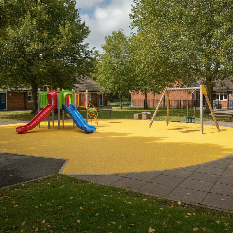 Buttercup Yellow EPDM rubber surfacing school playground park EN1177