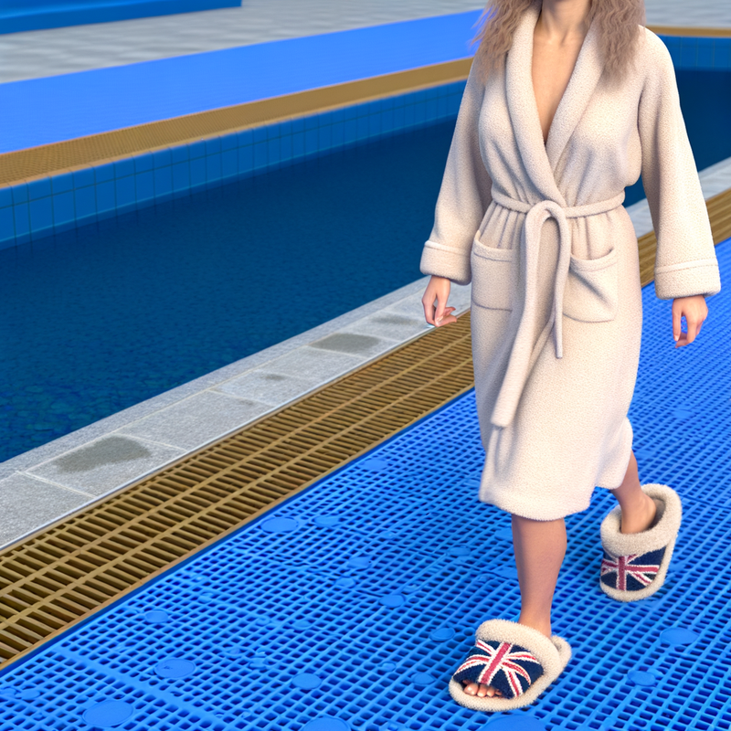 British spa wet area with rubber drainage mat tiles