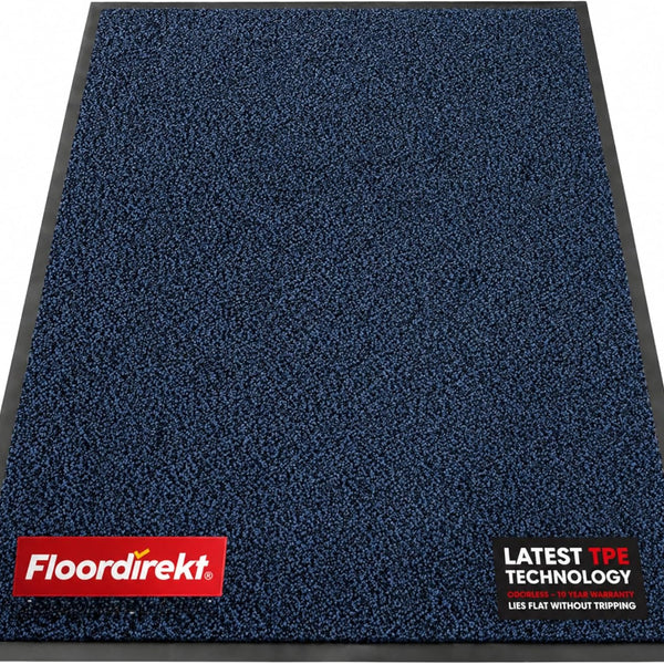 Washable Door Mats Indoor - Outdoor - Non Slip Heavy Duty - Stylish Large Rubber - Perfect Dust Trapping Doormats - Blue 60 x 90 cm - Entrance Mat for UK homes and businesses