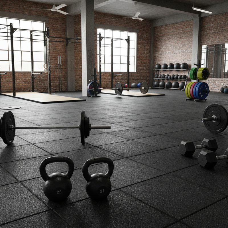 MatPro CrossFit Gym Tile installed in CrossFit gym