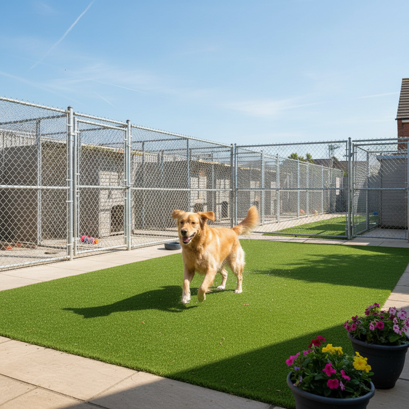 Pet lawn grass in professional dog boarding kennels UK