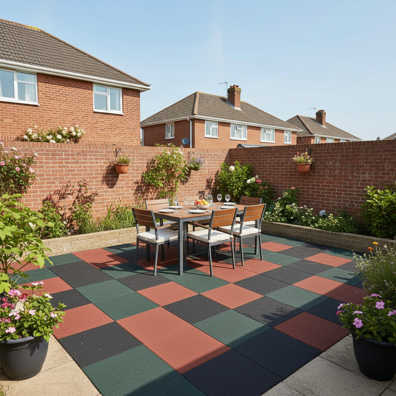Outdoor Rubber Garden Patio Tiles 30mm on British garden patio with outdoor furniture