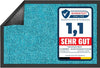 Washable Dirt Trapper Runner Turquoise 90×600cm – Non-Slip Corridor Mat | Free UK Delivery