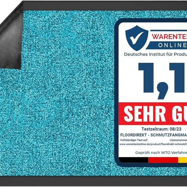 Rhine Dirt Trapper Mat, Washable & Powerful Doormat with Non-Slip Backing, Door Mat for Entrance Area (Turquoise, 90 cm x 600 cm) - Entrance Mat for UK homes and businesses