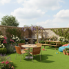 Garden patio artificial grass with dining area UK