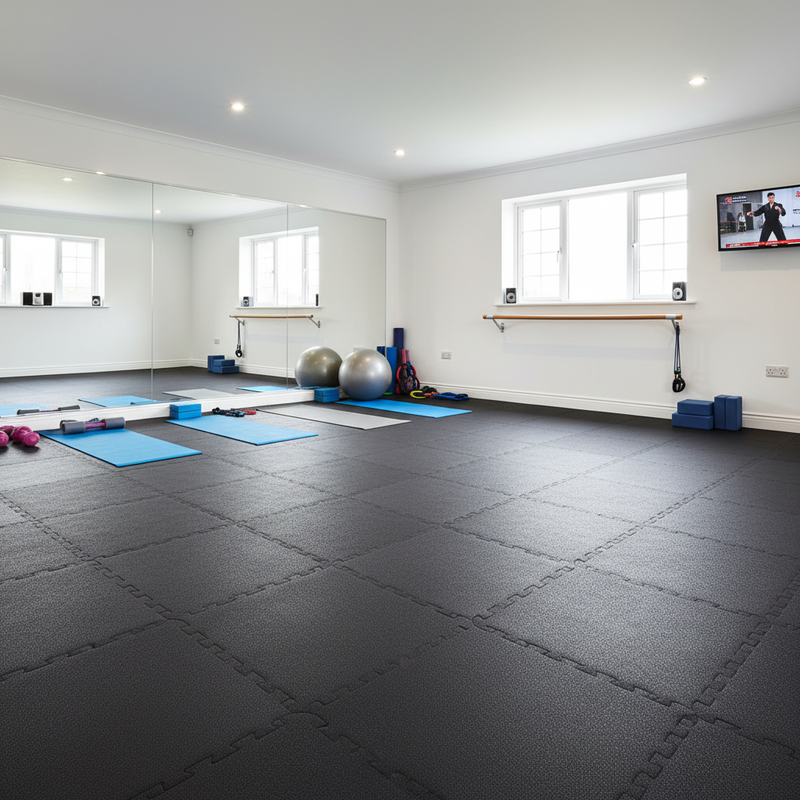 10mm Interlocking Mats in Fitness Studio - Modular Exercise Flooring