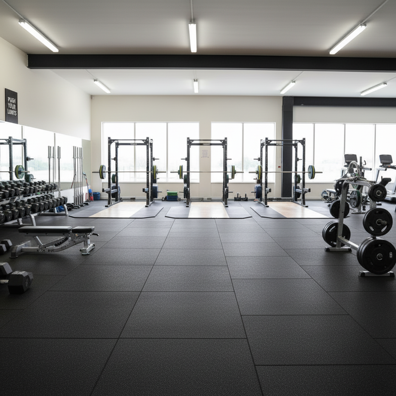 63mm Acoustic Tiles in Premium Commercial Gym - UK Fitness Centre Flooring