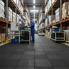 SafeStep anti-fatigue safety rubber tiles at assembly line workstation
