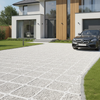 Natural white permeable ground reinforcement grid installed as premium white gravel driveway at modern UK property