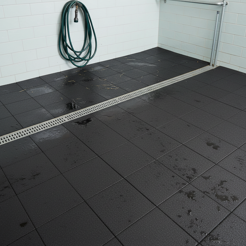 Non-Slip Rubber Horse Mats in wash bay grooming area