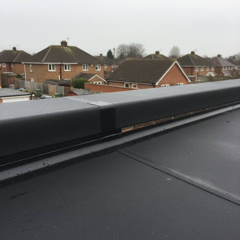 Pre-formed EPDM corner detail fitted on garage flat roof
