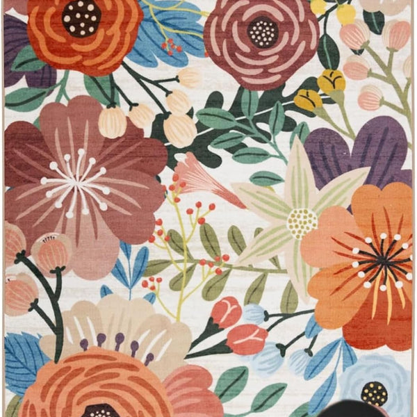 Short Pile Rug 160 x 230 cm - Washable Non-Slip Rug for Living Room, Children's Room & Hallway, Fleur - Rug for UK homes and businesses