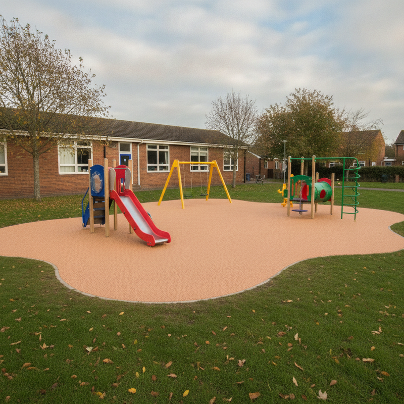 Apricot EPDM rubber surfacing school playground park EN1177