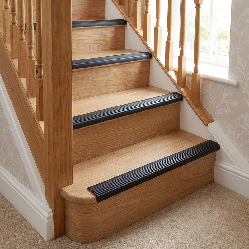 Black self-adhesive PVC stair nosing UK home wooden staircase