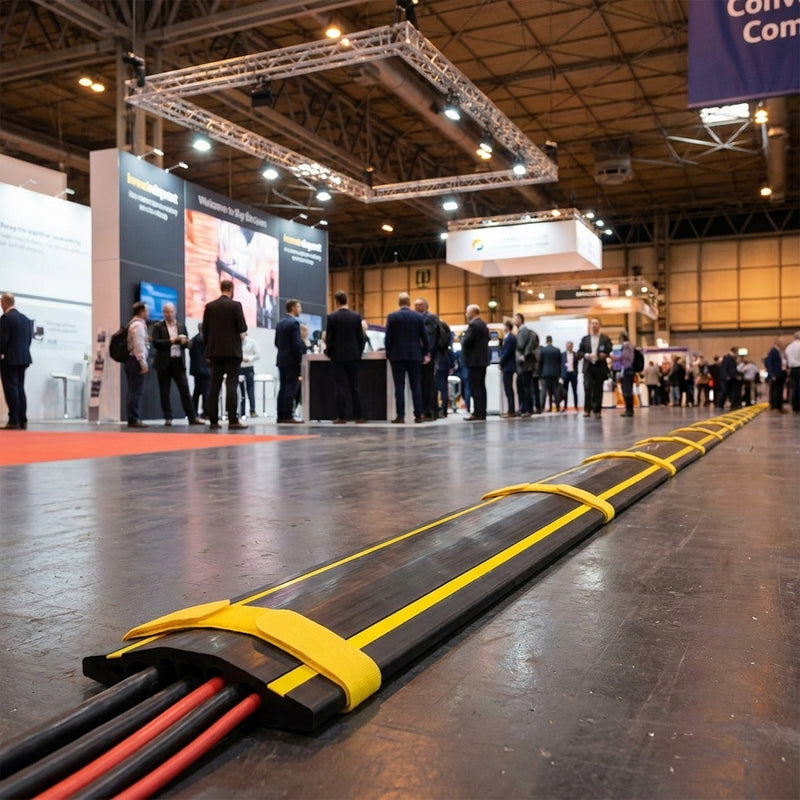 Hi-Vis Yellow Rubber Floor Cable Cover 1m - Image 1