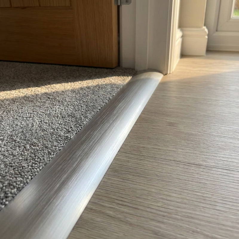 Carpet to LVT Vinyl Transition Door Strip Silver - Image 2