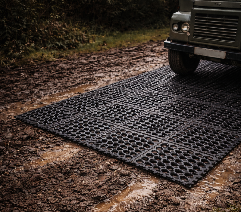 Rubber Grass Mat 4-Pack Starter Kit — Interlocking Ground Protection for Small Gardens — 15mm