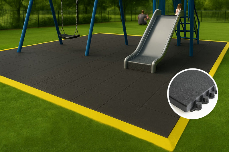 Heavy Duty Interlocking Playground Tiles – Slip-Resistant Rubber, High Impact Cushioning, 12kg Each