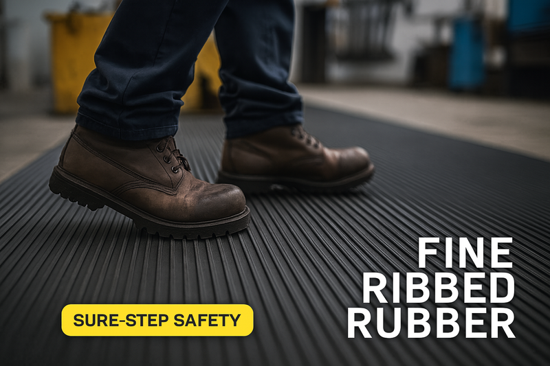Fine Ribbed Rubber Matting Rolls – Anti-Slip, Durable Natural Rubber Flooring – 3mm or 6mm Thick