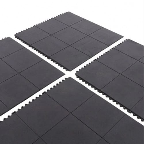 Black Rubber Matting Tiles Ergonomic Anti-Fatigue Flooring Solution