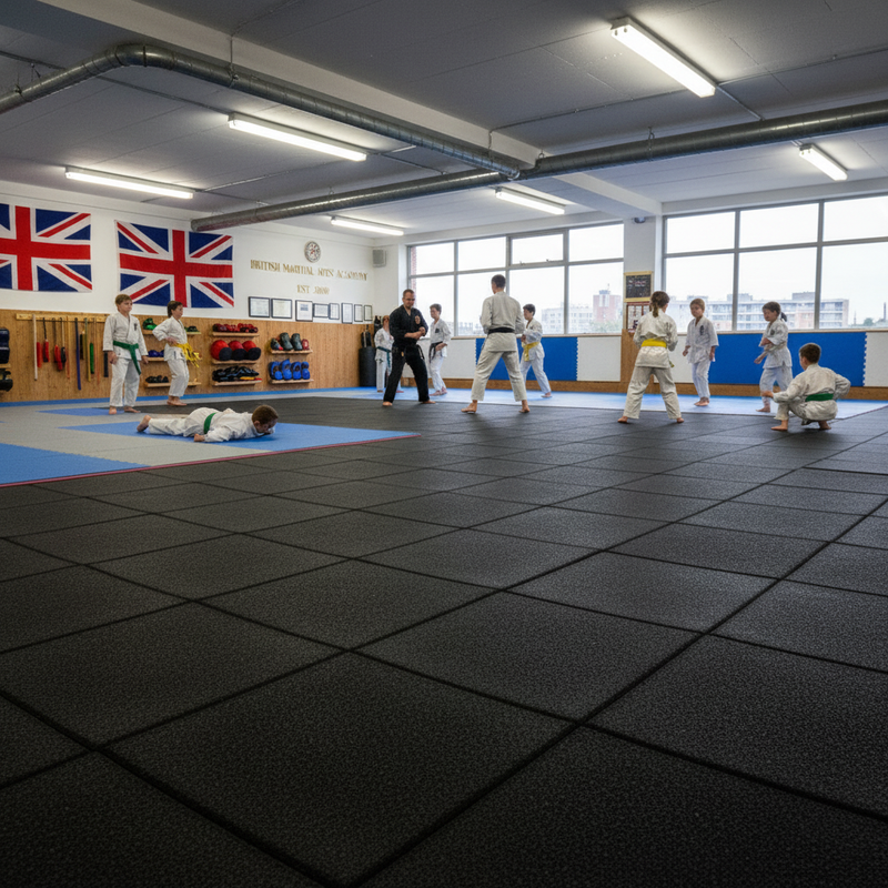 SafeStep 53mm professional rubber floor in British martial arts dojo