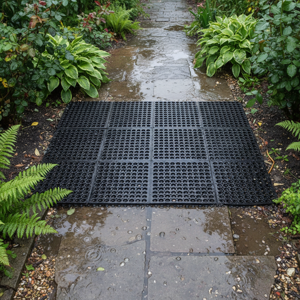Anti-slip rubber grass mat wet conditions