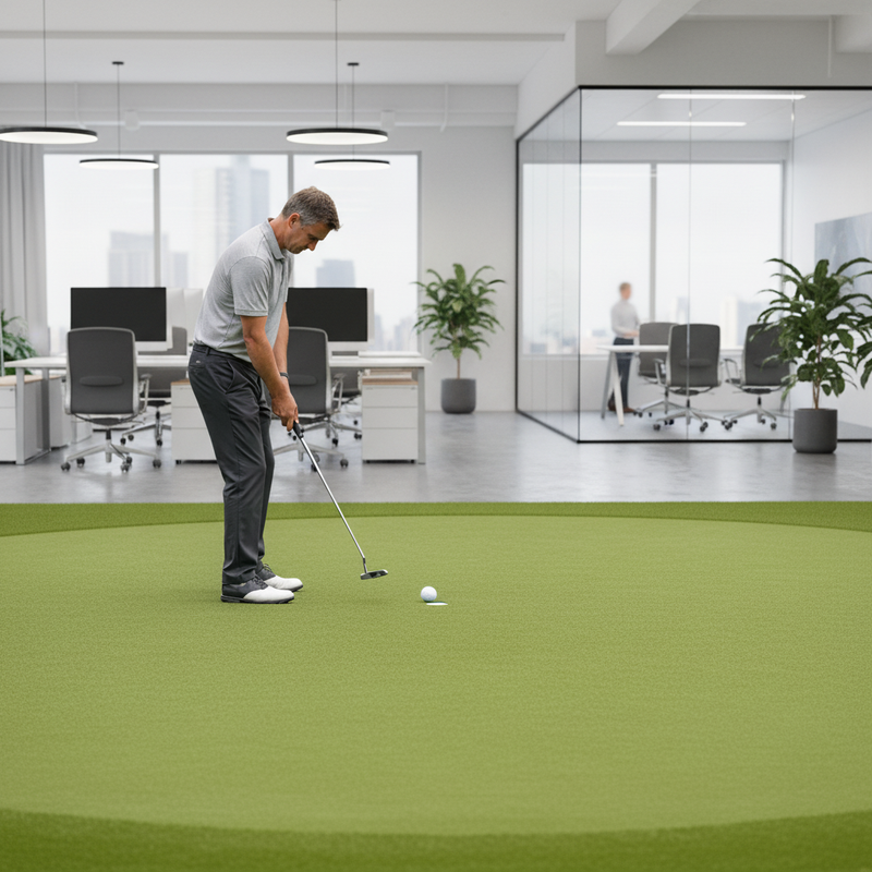 Indoor office putting green synthetic turf
