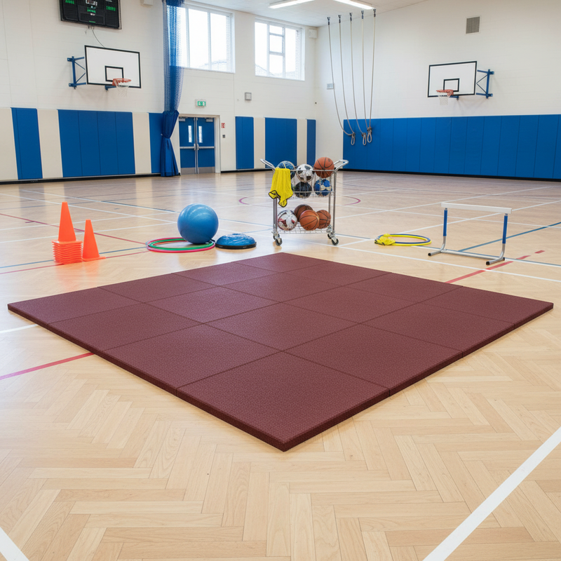 MatPro 30mm Red Gym Mat in school sports hall