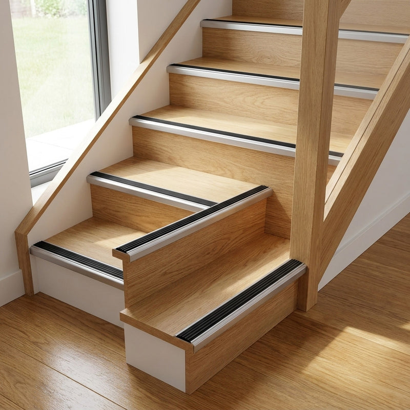 Aluminium Stair Nosing 1.2m Silver Anti-Slip - Image 1