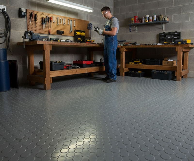 Warehouse Rubber Flooring Heavy Duty Studded Pattern