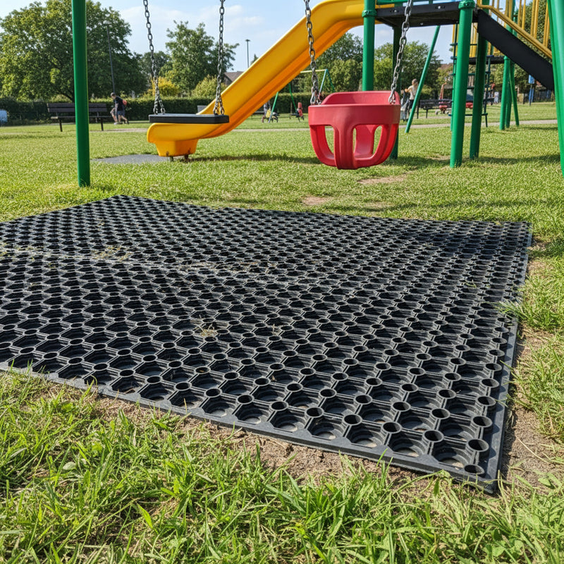 Hollow Rubber Grass Protection Mat | 150x100cm | P - UK commercial application scene 2