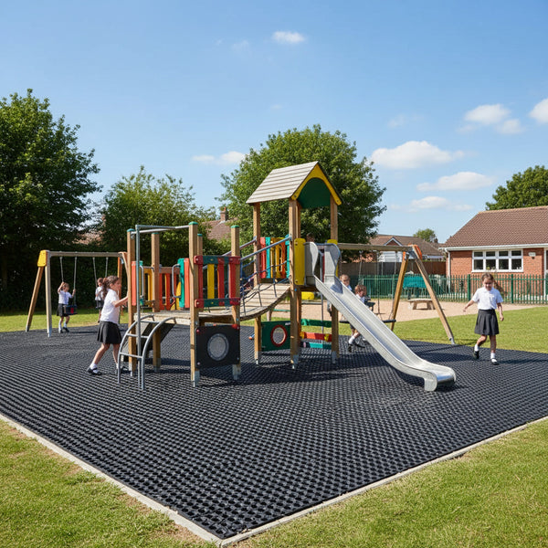 Playground Rubber Safety Mats | 150x100cm 22mm Thi - UK commercial application scene 1