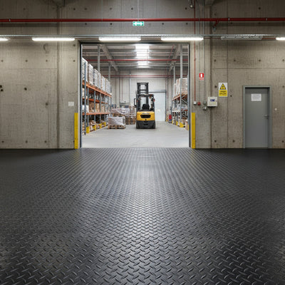 Heavy Duty Checker Plate Rubber Matting Roll | 1.5m Wide | Garage, Gym & Industrial Use
