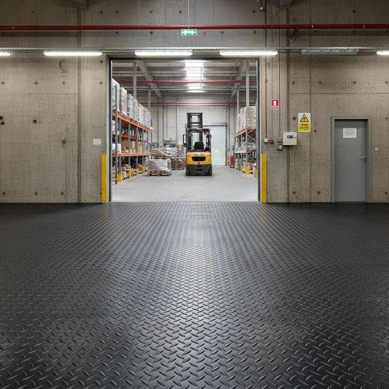 Heavy Duty Checker Plate Rubber Matting Roll | 1.5 - UK commercial application scene 2