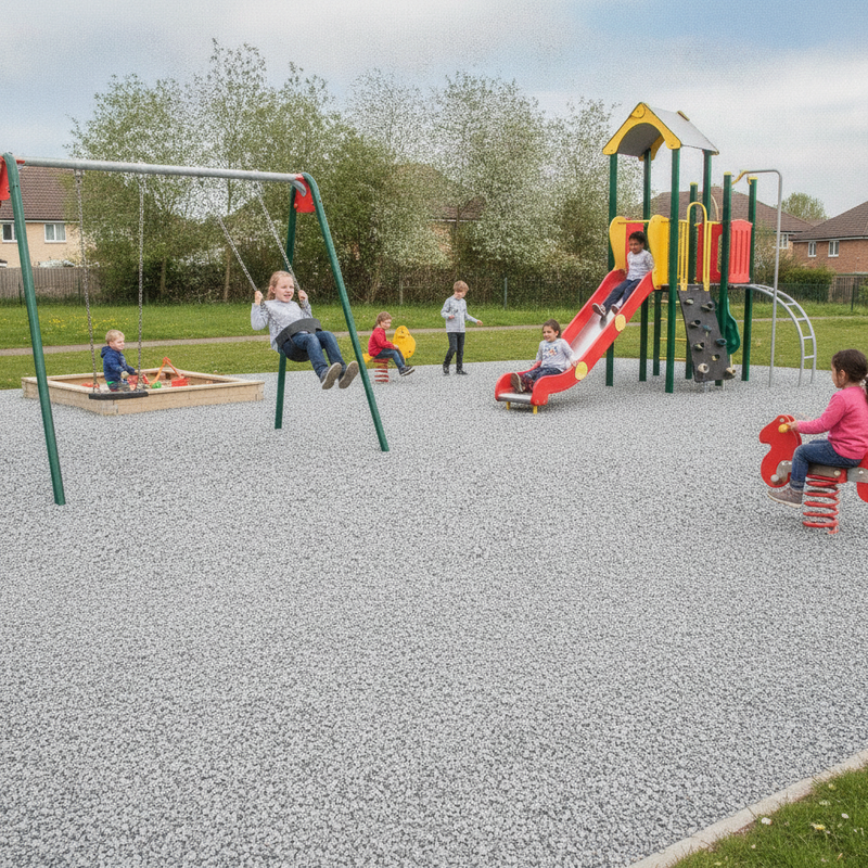 Limestone Grey EPDM granules wet pour rubber safety surface playground UK