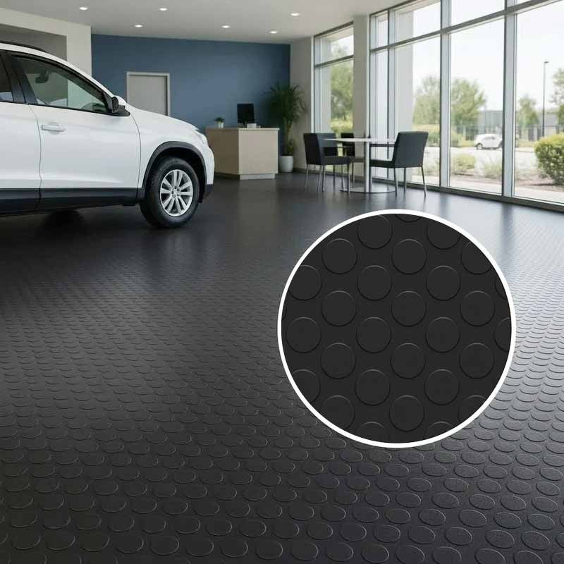 Premium R11 Slip-Rated Round Dot Non-Slip Rubber Flooring Roll – Oil-Resistant, Heavy-Duty Safety Mat for Commercial, Industrial & Wet Areas