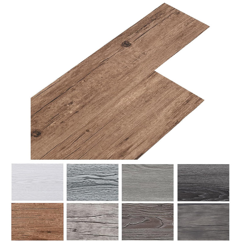 Self-adhesive brown wood grain PVC vinyl planks 5.02m² waterproof