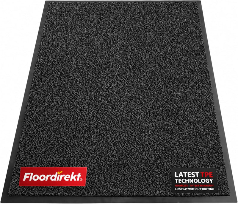 Washable Door Mats Indoor - Outdoor - Non Slip Heavy Duty - Stylish Large Rubber - Perfect Dust Trapping Doormats - Anthracite 60 x 90 cm - Entrance Mat for UK homes and businesses