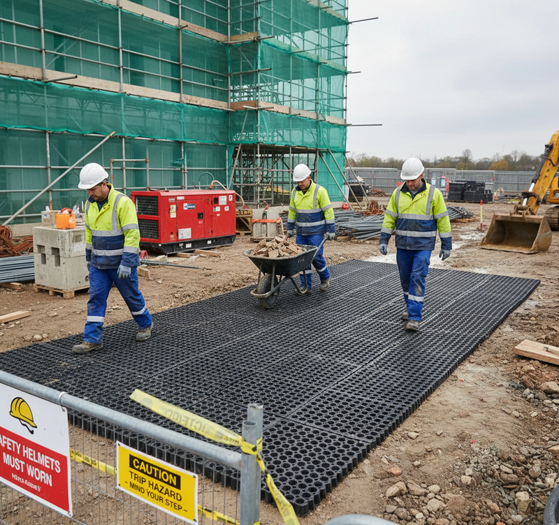 Construction site access rubber mat