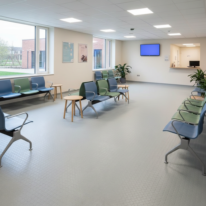 MatPro High Traffic Rubber Flooring Tiles in hospital waiting area