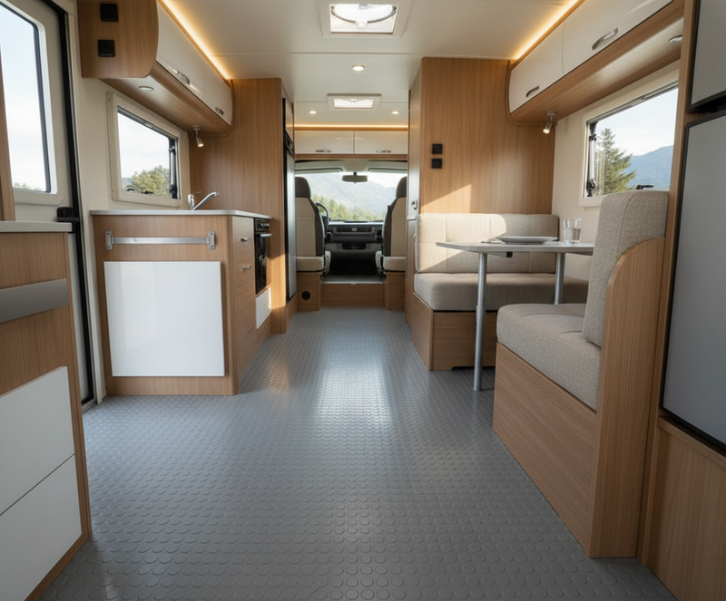 Campervan Flooring Studded Rubber Matting R11 Non-Slip VW Transporter & Sprinter - industrial mat UK - product hero shot showing full dimensions
