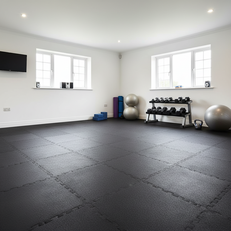 10mm Interlocking Puzzle Mats in Home Exercise Area - Fitness Flooring
