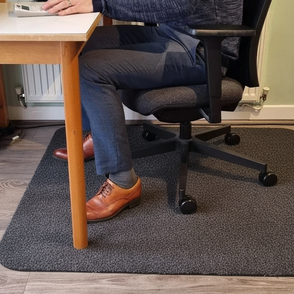 Premium fabric chair mat in Anthracite colour - home office setting